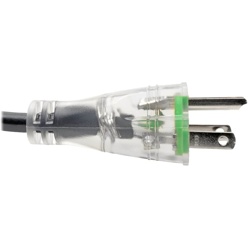 Eaton Tripp Lite Series Hospital-Grade Power Cord, NEMA 5-15P to C13 - Green Dot, 13A, 125V, 16 AWG, 3 ft. (0.91 m), Clear Plugs - Thumbnail 3