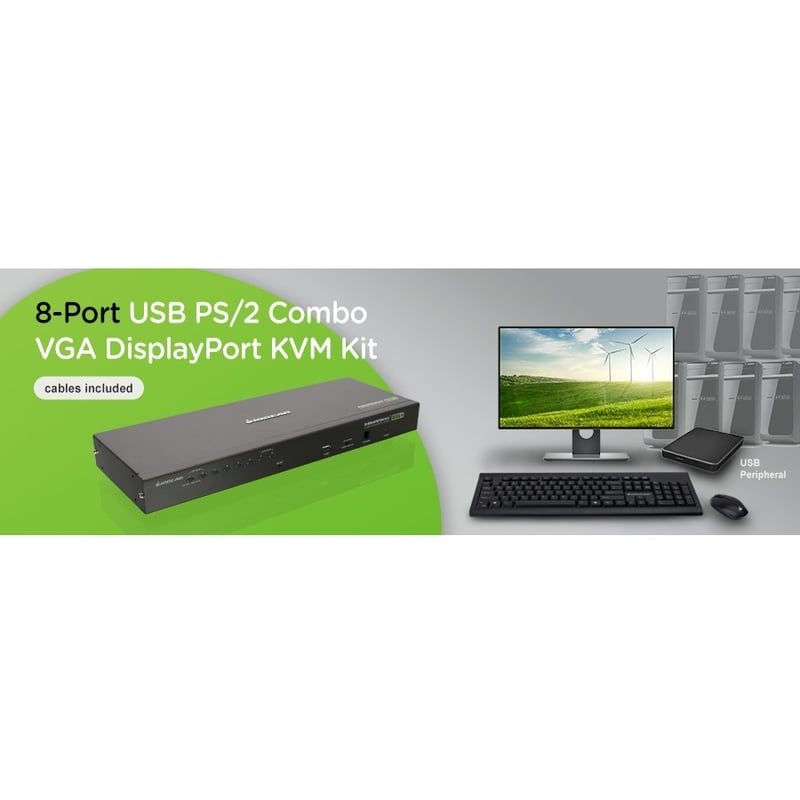 IOGEAR 8-Port USB PS/2 Combo VGA DisplayPort KVM Kit - Thumbnail 5