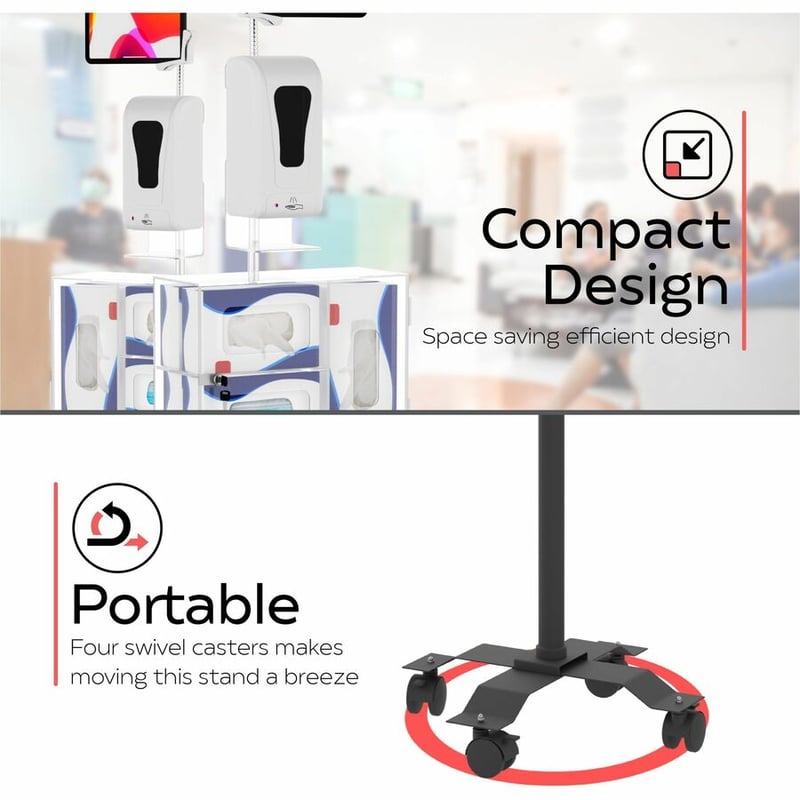 CTA Digital Compact Security Gooseneck Floor Stand for 7-13 Inch Tablets with Sanitizing Station & Automatic Soap Dispenser - Thumbnail 5