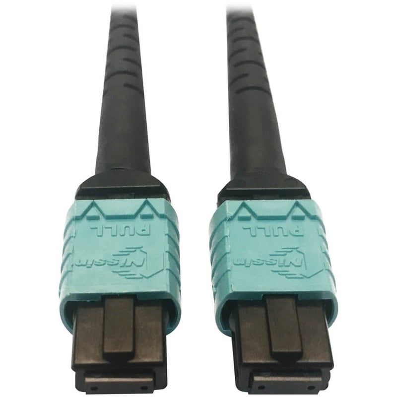 Tripp Lite by Eaton 400G Multimode 50/125 OM4 Plenum-Rated Fiber Optic Cable 24F MTP/MPO-PC (F/F) Aqua 5 m - Thumbnail 3
