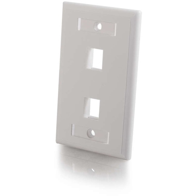 C2G 2-Port Single Gang Multimedia Keystone Wall Plate - White - Thumbnail 1