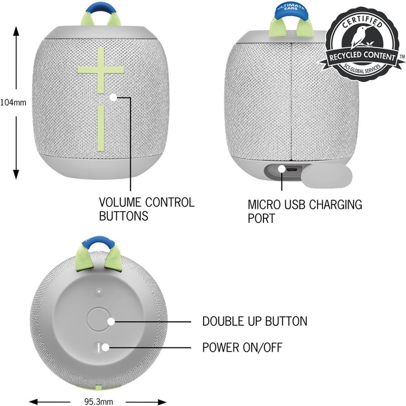 Ultimate Ears WONDERBOOM 3 Portable Bluetooth Speaker System - Gray - Thumbnail 3