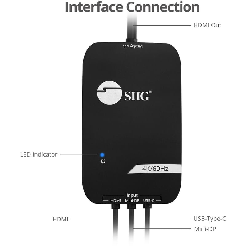 SIIG 3x1 HDMI 4K Multi format Presentation Switcher - BYOD - Thumbnail 5