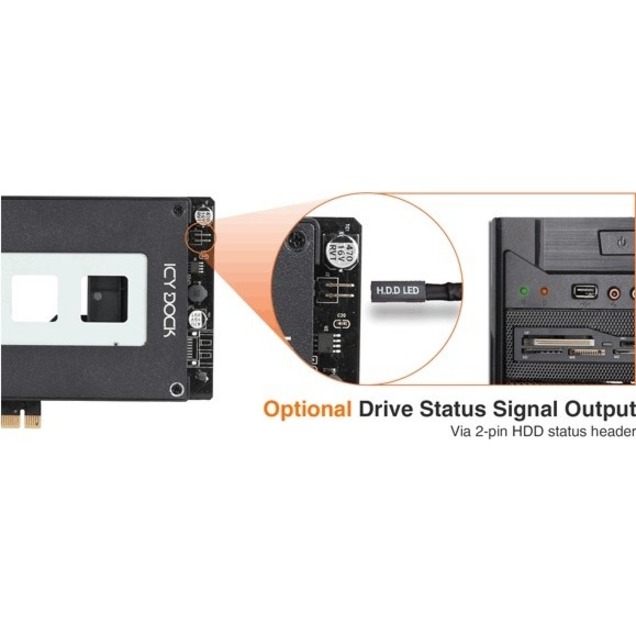 Icy Dock ToughArmor MB839SP-B Drive Slot Adapter - PCI Express 2.0 x1 Host Interface Internal - Black - Thumbnail 5