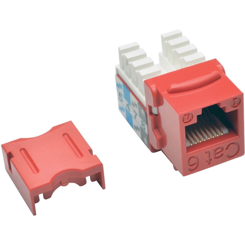 Tripp Lite Cat6 Cat5e 110 Style Punch down Keystone Jack RJ45 Red TAA GSA - Thumbnail 1