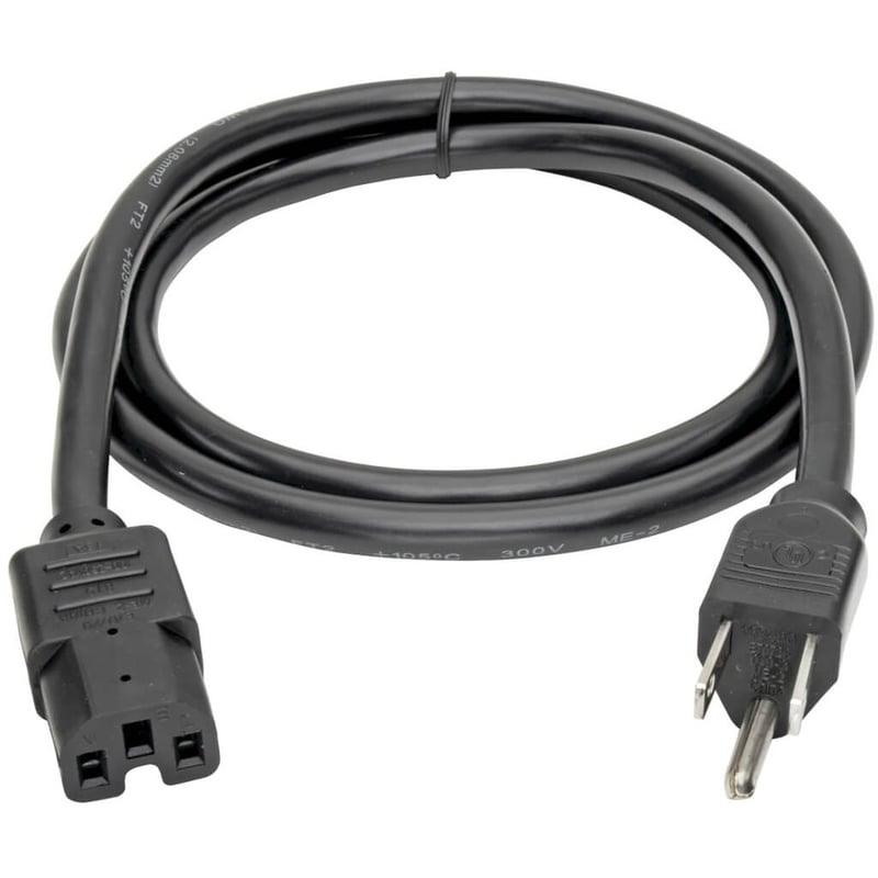 Eaton Tripp Lite Series Power Cord, NEMA 5-15P to C15 - Heavy-Duty, 15A, 125V, 14 AWG, 4 ft. (1.22 m), Black - Thumbnail 2