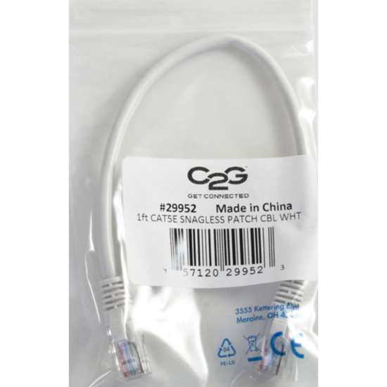 C2G 10ft Cat5e Ethernet Cable - Snagless Unshielded (UTP) - White - Thumbnail 5