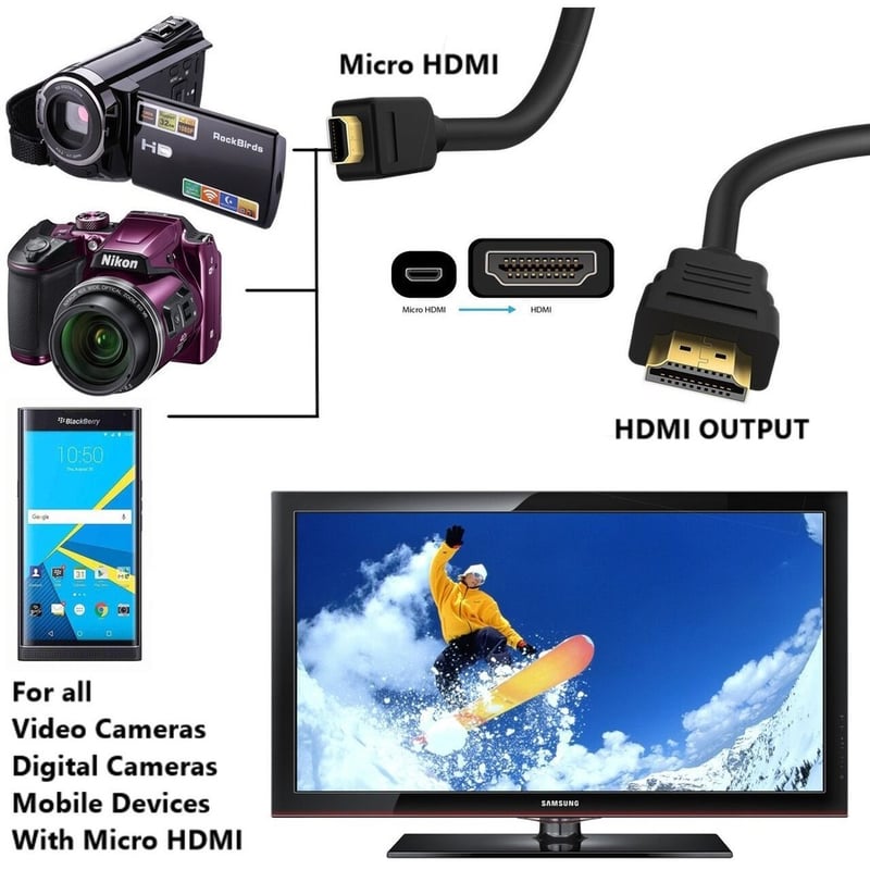 4XEM 6FT Micro HDMI To HDMI Adapter Cable - Thumbnail 4