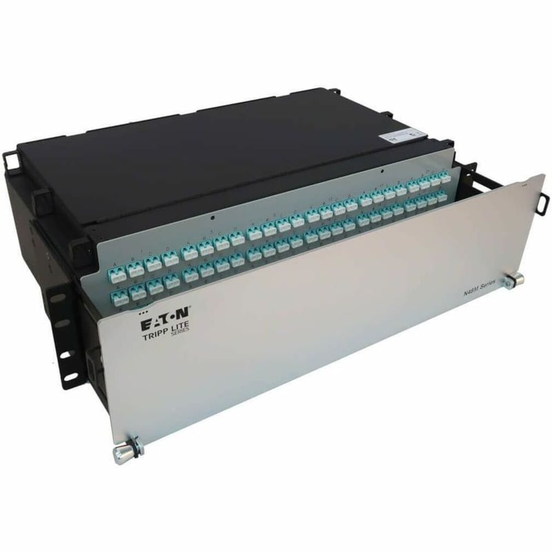 Eaton Tripp Lite Series Preloaded Fiber Patch Panel, 3U - 24x (12F MTP/MPO-PC to 4x LC Duplex F/F) 8F Trunk Cables, OM4 Multimode, 10 m (32.8 ft.) - Thumbnail 1