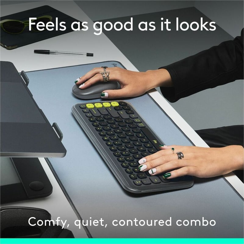 POP ICON COMBO KEYBOARD MOUSE GRAPHITE GREEN - Thumbnail 4