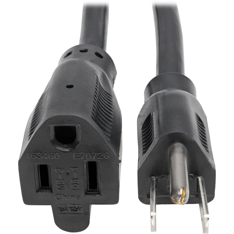 Eaton Tripp Lite Series Power Extension Cord, NEMA 5-15P to NEMA 5-15R - Heavy-Duty, 15A, 120V, 14 AWG, 3 ft. (0.91 m), Black - Thumbnail 1
