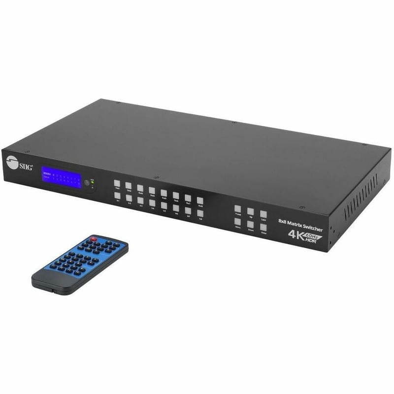 SIIG 8x8 HDMI 4K60Hz Matrix Switcher with LCD - 18Gbps- Downscaling- EDID Management - ARC- Audio Embedded/Extraction - Thumbnail 3