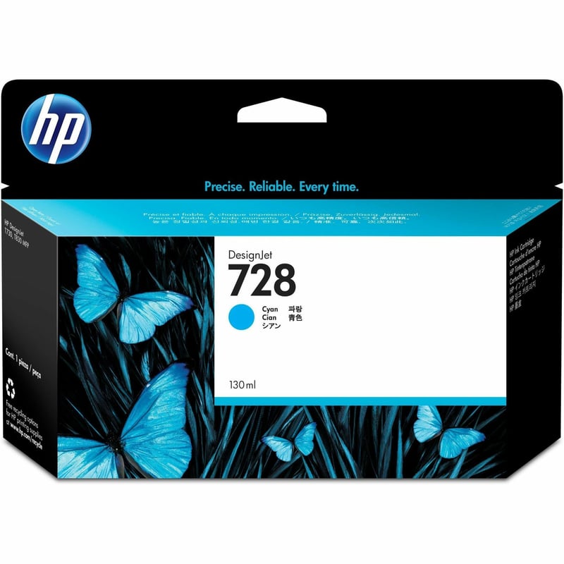 HP 728 (F9J67A) Original Inkjet Ink Cartridge - Cyan - 1 Each - Thumbnail 1