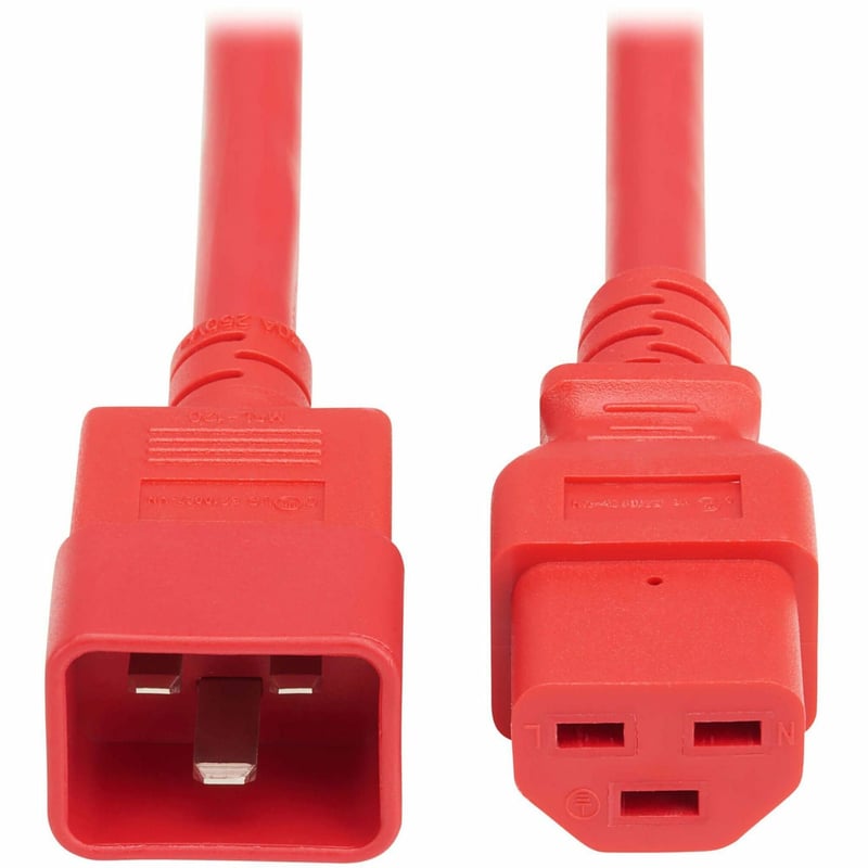 POWER CORD C20 C21 HEAVY-DUTY 20A 250V 12 AWG 2.5FT RED - Thumbnail 1