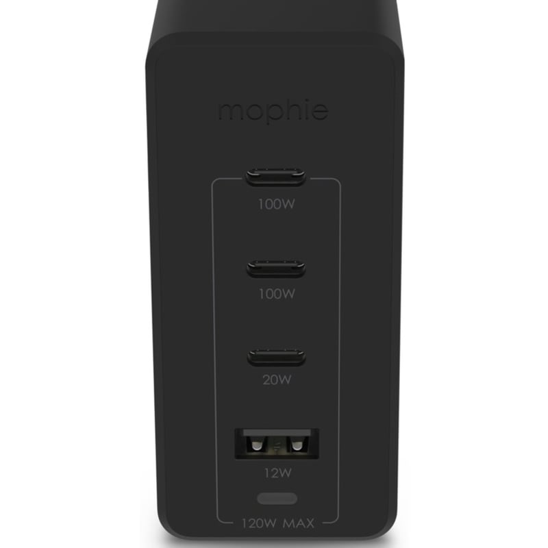 mophie speedport 120 120W 4-port GaN fast charger for Laptops, Smartphones, Tablets, USB-C and USB-A devices