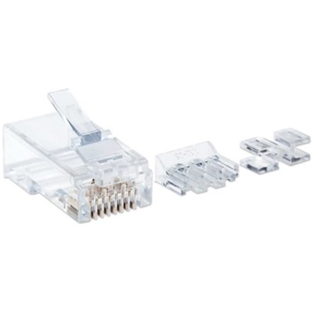 CAT6 RJ45 MODULAR PLUG. 50 GOLD-PLATED CONTACTS. THREE-PRONG TERMINAL FOR SOLID - Thumbnail 2