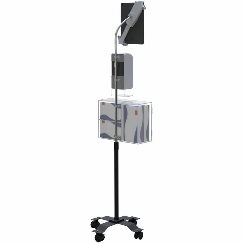 CTA Digital Compact Security Gooseneck Floor Stand for 7-13 Inch Tablets with Sanitizing Station & Automatic Soap Dispenser - Thumbnail 3