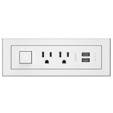 Legrand Furniture Power 2-Outlet with Switching and USB-A Unit- White - Thumbnail 2
