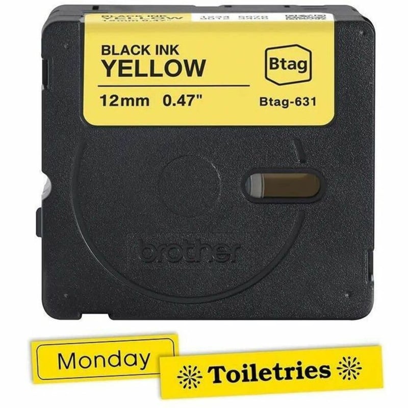 12MM 4M BTAG BLACK ON YELLOW UNLAMINATED - Thumbnail 2