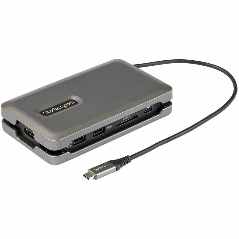 StarTech.com USB C Multiport Adapter, USB C to 4K 60Hz HDMI 2.0, 2-Port 10Gbps USB Hub, 100W Power Delivery Pass-through, GbE, SD/MicroSD - Thumbnail 1
