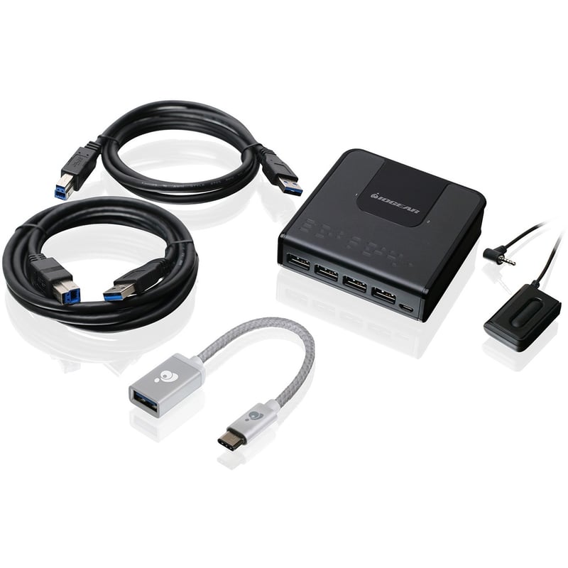 IOGEAR 2x4 USB 3.0 Peripheral Sharing Switch with USB-C Adapter - Thumbnail 1