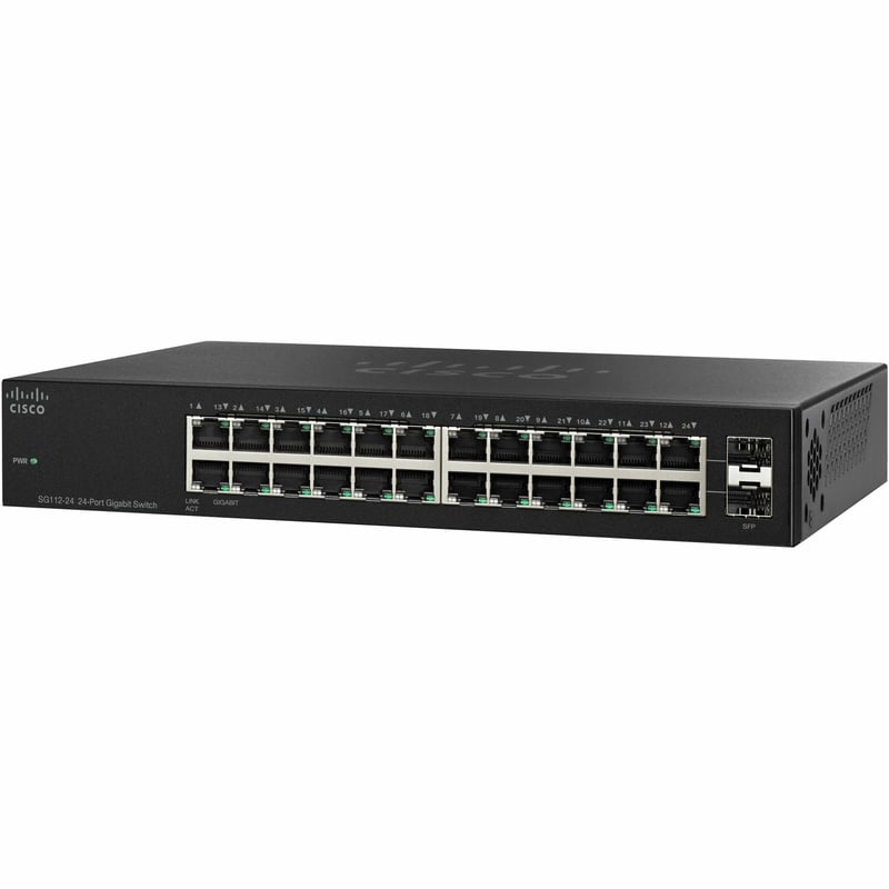 Cisco SG112-24 COMPACT 24-port Gig Switch-2 Mini-GBIC Ports - Thumbnail 1