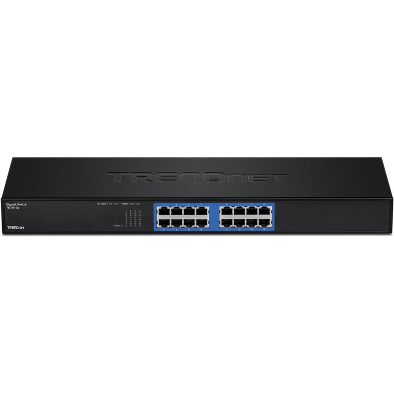 TRENDnet 16-Port Unmanaged Gigabit GREENnet Switch, 16 x RJ-45 Ports, 32Gbps Switching Capacity, Fanless, Rack Mountable, Network Ethernet Switch, Lifetime Protection, Black, TEG-S16G - Thumbnail 4