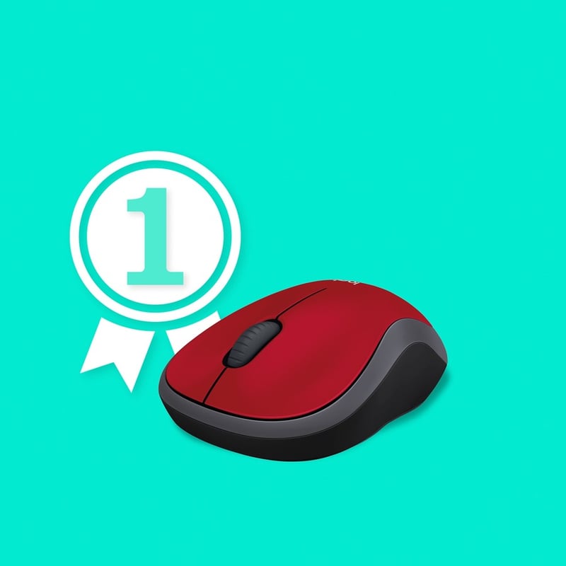 Logitech M185 Wireless Mouse, 2.4GHz with USB Mini Receiver, 12-Month Battery Life, 1000 DPI Optical Tracking, Ambidextrous, Compatible with PC, Mac, Laptop (Red) - Thumbnail 2
