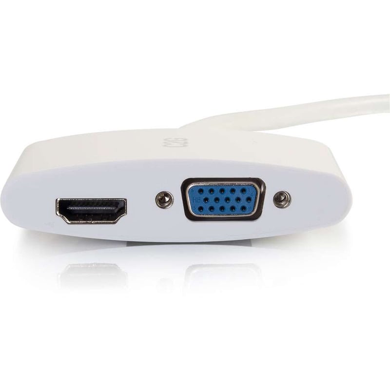 C2G 8in Mini DisplayPort to 4K HDMI or VGA Adapter - White - Thumbnail 4