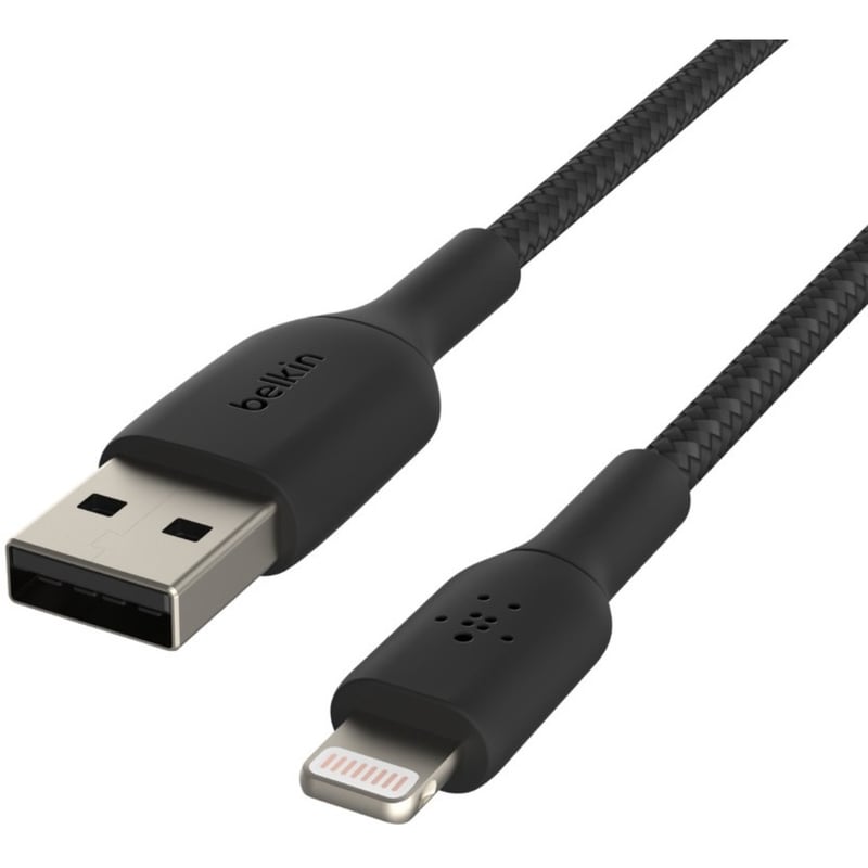 Belkin BoostCharge Braided Lightning to USB-A Cable (1 meter / 3.3 foot, Black) - Thumbnail 1