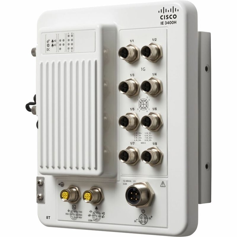 Cisco Catalyst IE3400 Heavy Duty w/ 8 GE M12 interfaces, IP67, Network Advantage - Thumbnail 2
