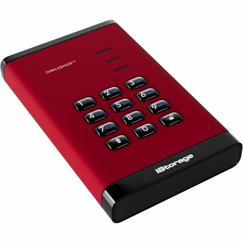 iStorage diskAshur3 8 TB Portable Solid State Drive | Red | Incorporated Common Criteria EAL 5+ | PIN protected | AES 256-bit Full Disk Hardware Encryption | Dust/Water Resistant | TAA Compliant - Thumbnail 3