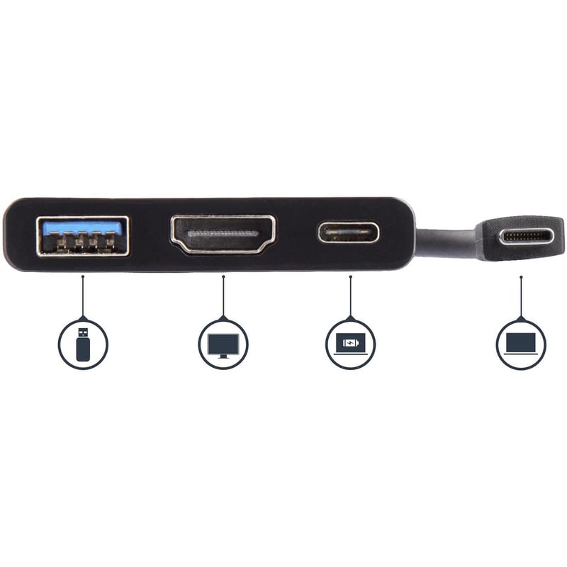 StarTech.com USB C Multiport Adapter with HDMI 4K & 1x USB 3.0 - PD - Mac & Windows - USB Type C All in One Video Adapter - Thumbnail 4