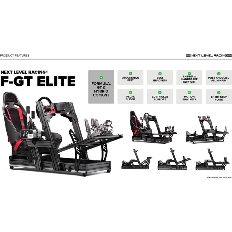Next Level Racing F-GT Elite Formula & GT Aluminum Profile Simulator Cockpit - Front & Side Mount - Thumbnail 3