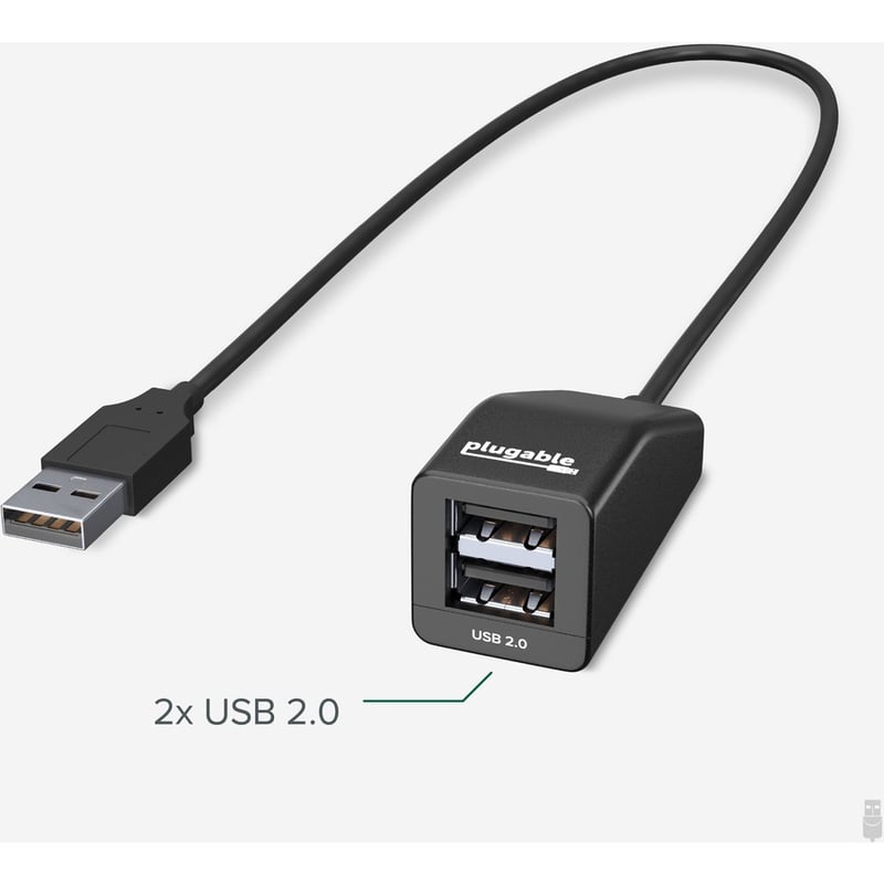 Plugable USB 2.0 2-Port High Speed Ultra Compact Hub Splitter - Thumbnail 2