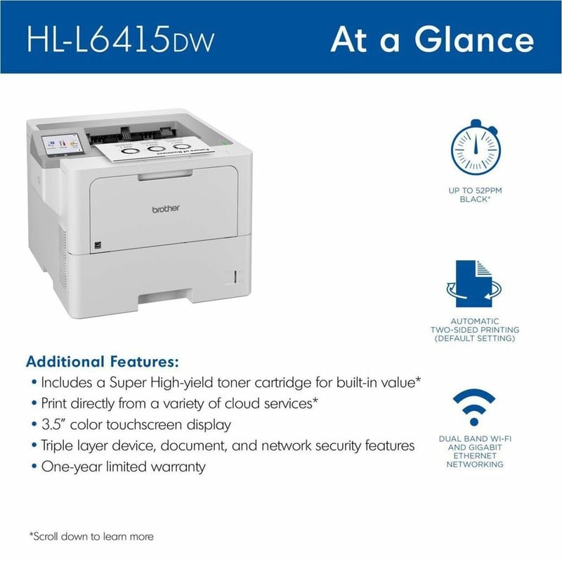 Brother HL HL-L6415DW Desktop Wireless Laser Printer - Monochrome - Thumbnail 2