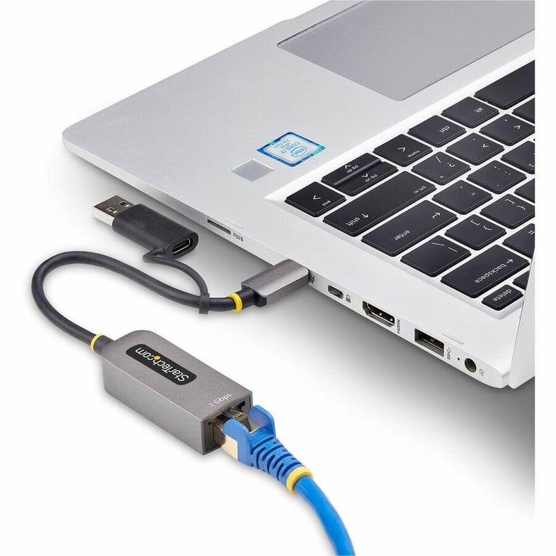USB-C TO ETHERNET ADAPTER WITH USB-A DONGLE 6IN 15CM CABLE
