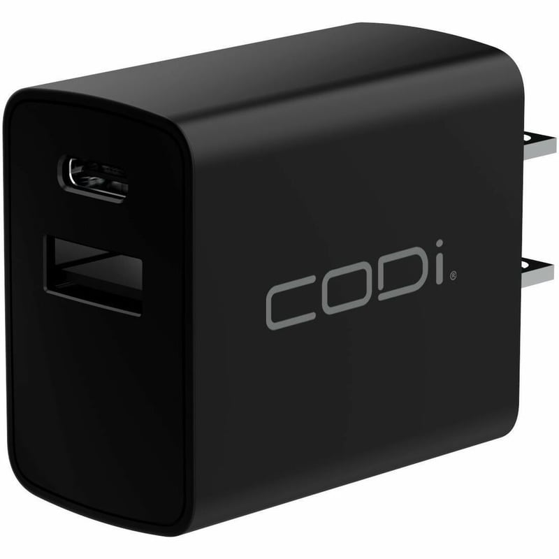 CODi Dual Port 20W Wall Charger/AC Adapter (USB-C, USB-A Outputs) - Thumbnail 1