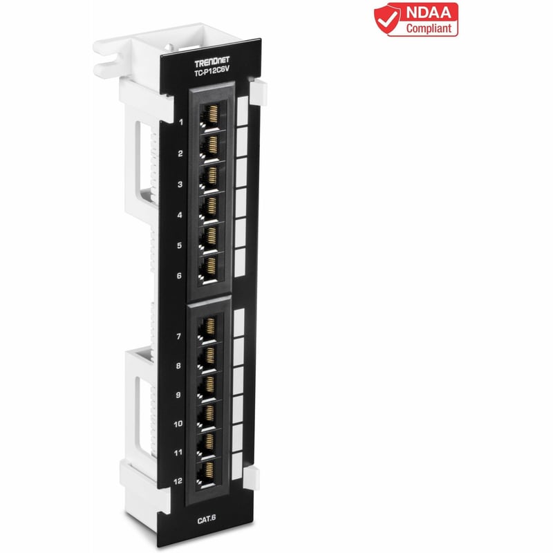 TRENDnet 12-Port Cat6 Unshielded Patch Panel, TC-P12C6V, Wall Mount, Included 89D Bracket, Vertical or Horizontal Installation, Compatible w/ Cat5e & Cat6 RJ45 Cabling, 110 IDC Type Terminal Blocks - Thumbnail 1