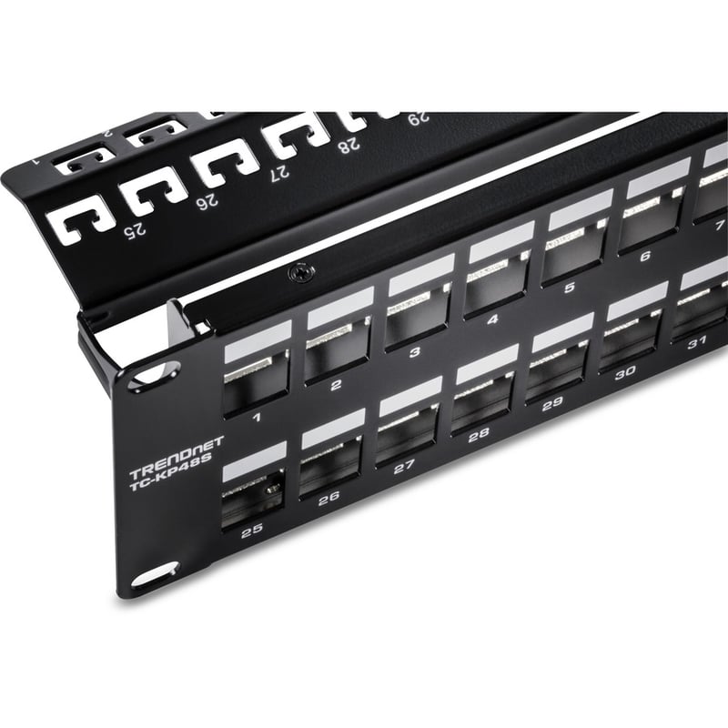 TRENDnet 48-Port Blank Keystone Shielded 2U HD Patch Panel, TC-KP48S, 2U 19" Metal Rackmount Housing, Network Management Panel, Recommended with TC-K06C6A Cat6A Keystone Jacks (sold separately) - Thumbnail 4