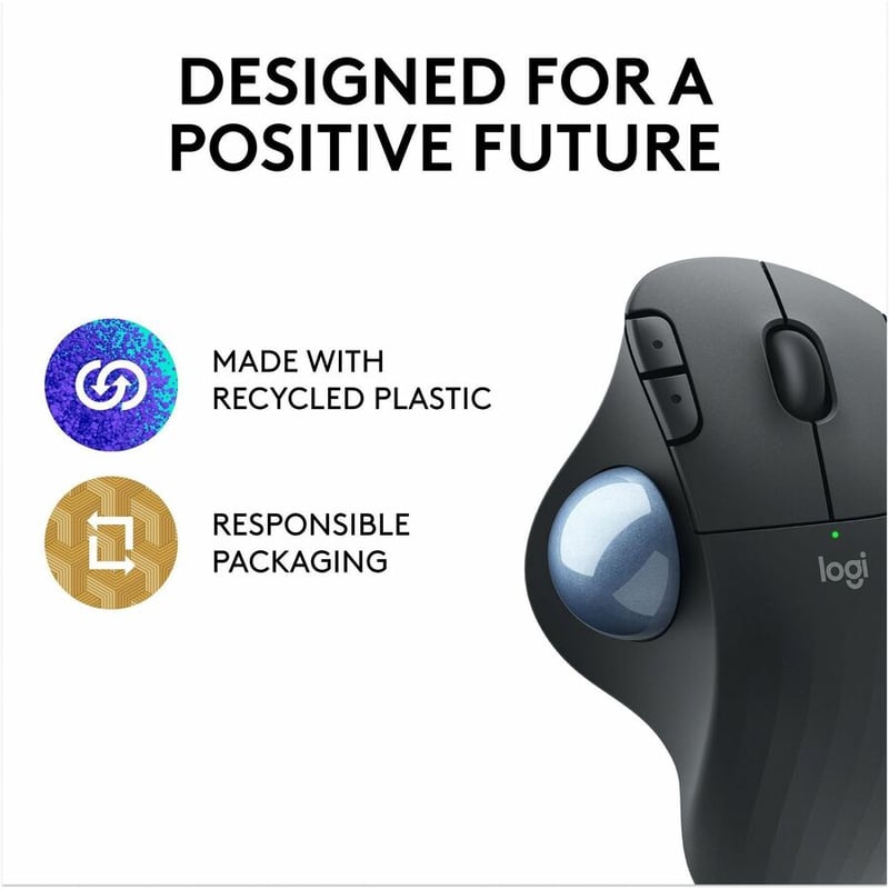 Logitech ERGO M575 Wireless Trackball Mouse - Easy thumb control, precision and smooth tracking, ergonomic comfort design, for Windows, PC and Mac with Bluetooth and USB capabilities (Black)