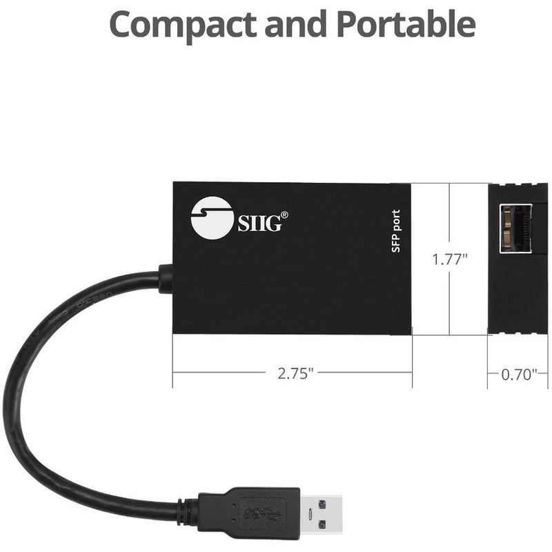 SIIG USB 3.0 to SFP Gigabit Ethernet Adapter - Thumbnail 3