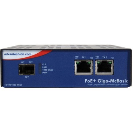 Advantech 10/100/1000Mbps PoE+ Media Converter - Thumbnail 2