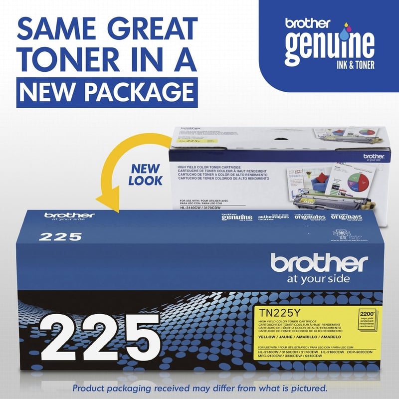 Brother Genuine TN225Y High Yield Yellow Toner Cartridge - Thumbnail 4