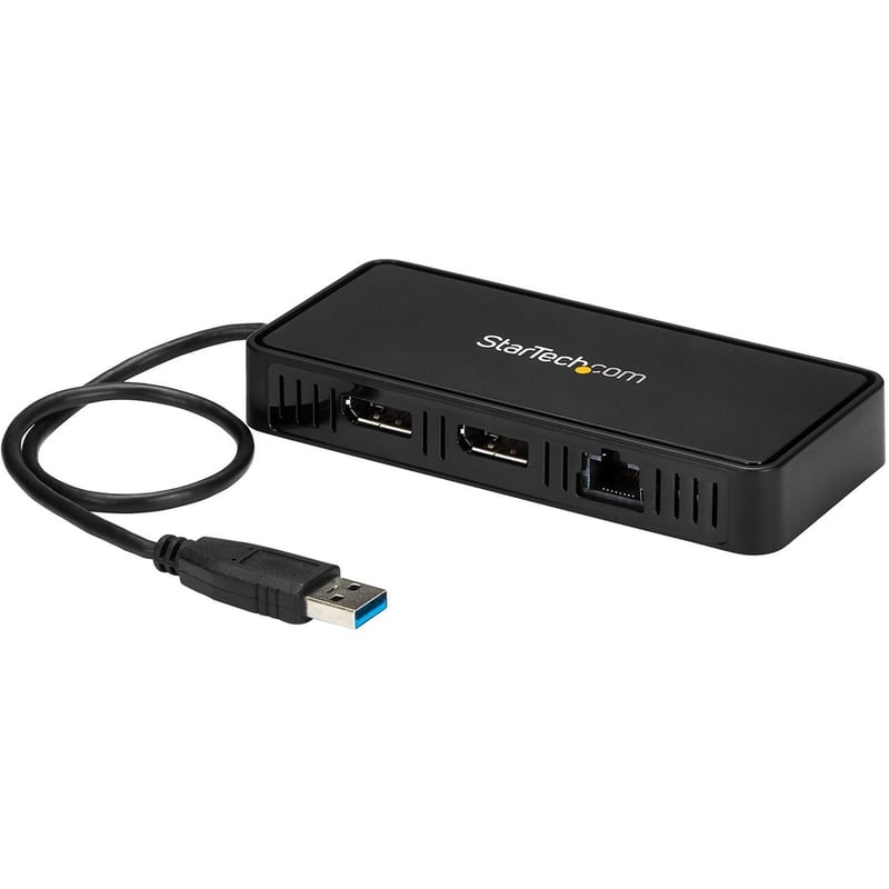 StarTech.com USB 3.0 Mini Dock - Dual Monitor USB Type-A Laptop Docking Station - DisplayPort 4K 60Hz & Gigabit Ethernet - 1' (30cm) cable - Thumbnail 2