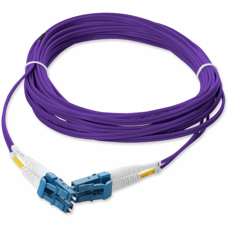 AddOn 3m LC to LC Purple OS2 Duplex OFNR (Riser-Rated) SMF Fiber Patch Cable - Thumbnail 1