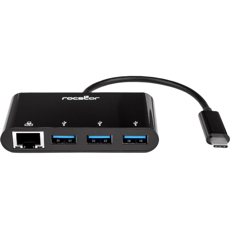 Rocstor Premium USB-C to USB-A(3.0) 3 Port Hub with Gigabit Ethernet - Thumbnail 1
