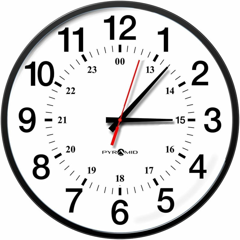 Pyramid Time Systems 17" RF Wireless 12/24 Hour Analog Wall Clock - Thumbnail 1