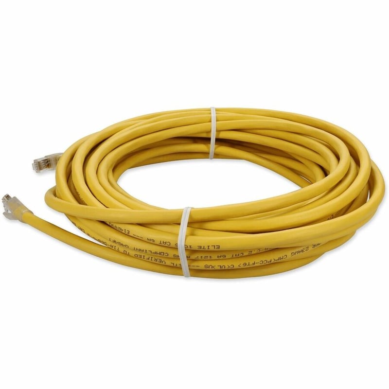 AddOn 34ft Yellow CAT 6A Plenum-Rated Ethernet Cable Snagless Bubble Boot RJ-45 M/M - Thumbnail 2
