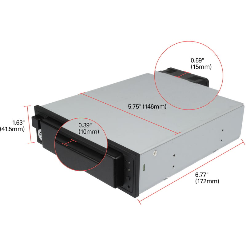 CRU Data Express DX175 Drive Bay Adapter for 5.25" - 6Gb/s SAS, Serial ATA/600 Host Interface - Black - Thumbnail 3